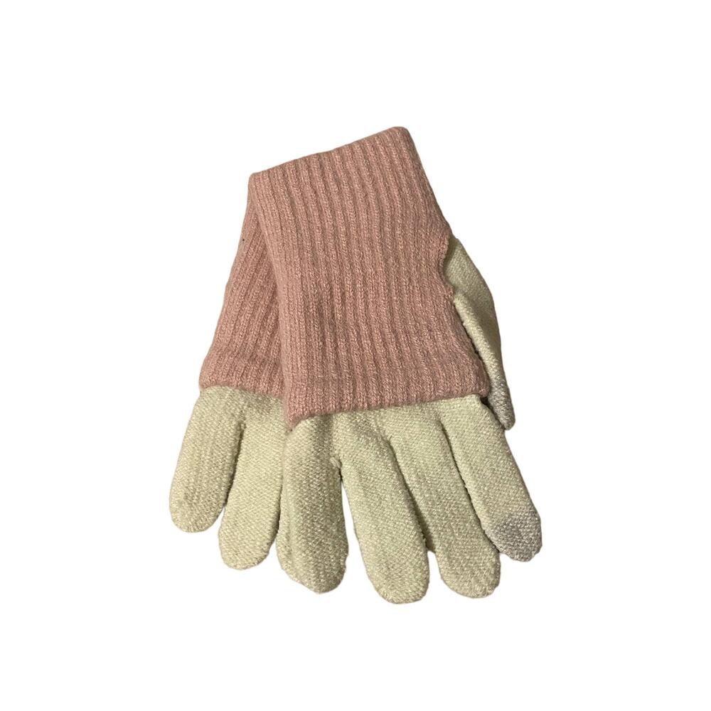 Steve Madden Pink Cream E-Z Tap Warm Knit Gloves Women’s Touchscreen